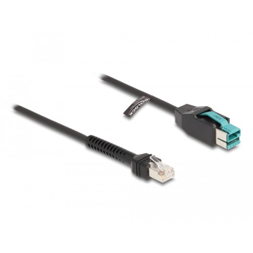 Delock Coiled Cable RJ50 male to PoweredUSB male 12 V 3 m black