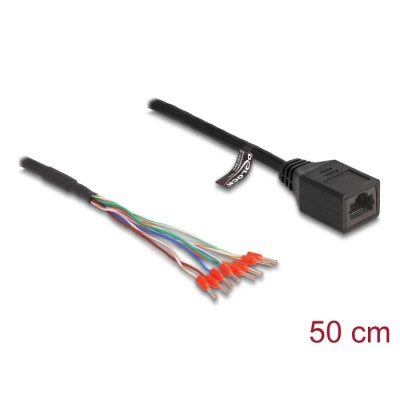 Delock Cable RJ45 jack to wire end ferrules Cat.5e 50 cm black