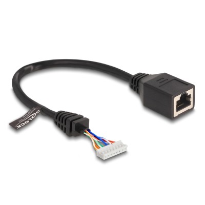 Delock Cable RJ45 jack to pin header female 2.00 mm 8 pin Cat.5e 23 cm black 2