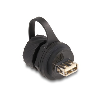 Delock Cable Connector USB 2.0 Type-B female to USB 2.0 Type-A female for installation with bayonet protective cap IP68 dust- an 2
