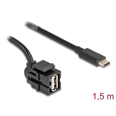 Delock Keystone Module USB 2.0 A female to USB Type-C™ male 250° with cable 1.5 m