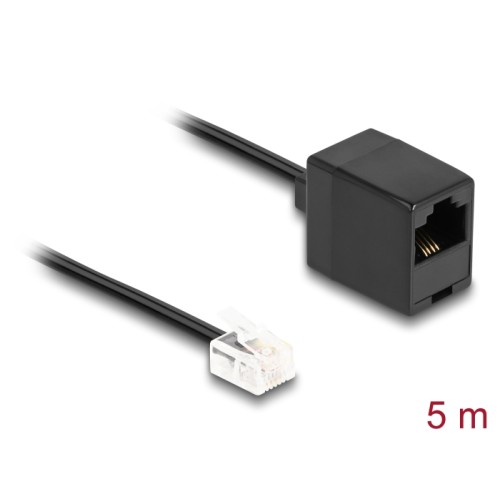 Delock Telephone Cable RJ11 plug to RJ45 jack black 5 m