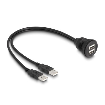 Delock USB 2.0 Cable 2 x USB Type-A male to 2 x USB Type-A female for built-in 1 m black 2