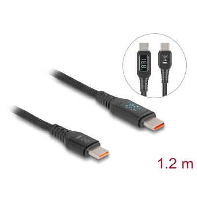 Delock USB 2.0 Fast Charging Cable USB Type-C™ male to male PD 3.1 140 W with power indication 1.20 m