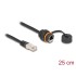 Delock Cable RJ45 plug to RJ45 jack Cat.6A for built-in with M20 thread and protective cap IP68 dust and waterproof 25 cm black