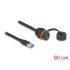 Delock USB 5 Gbps Cable USB Type-A male to USB Type-A female for installation with M20 thread and protective cap IP68 dust and w