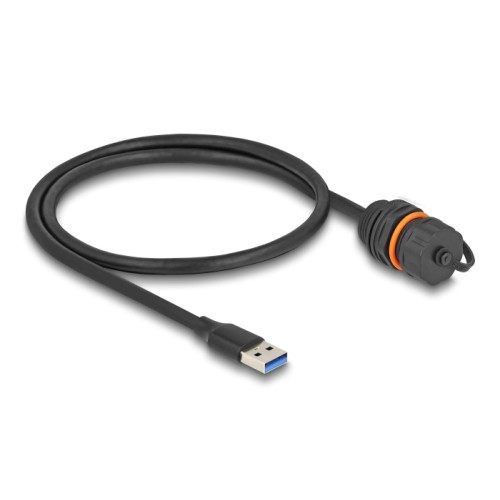 Delock USB 5 Gbps Cable USB Type-A male to USB Type-A female for installation with M20 thread and protective cap IP68 dust and w