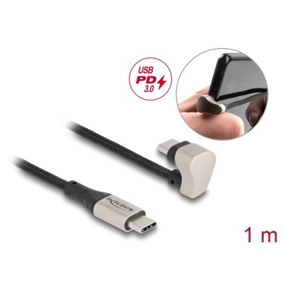 Delock USB 2.0 Cable USB Type-C™ male to male 180° angled 1 m PD 60 W