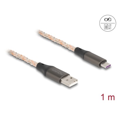 Delock USB 2.0 Cable Type-A to USB Type-C™ with RGB illumination 1 m