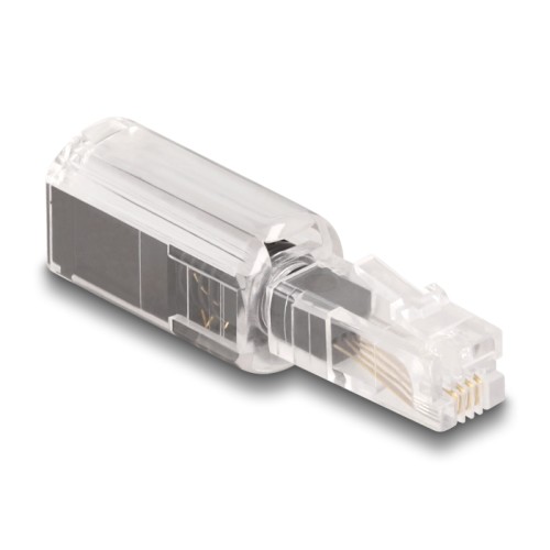 Delock Telephone Cable Anti-Twist Adapter RJ10 plug to RJ10 jack transparent / black