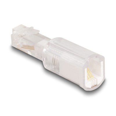 Delock Telephone Cable Anti-Twist Adapter RJ10 plug to RJ10 jack transparent / white 2