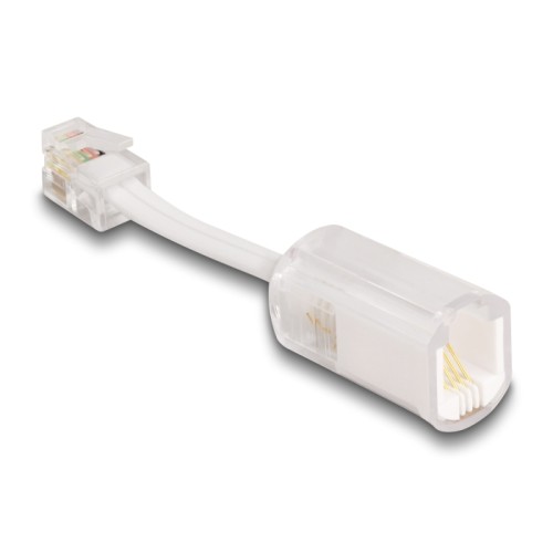 Delock Telephone Cable RJ10 plug to RJ10 jack with connection cable 30 mm transparent / white