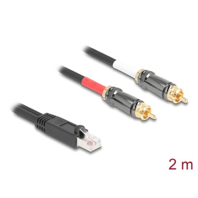 Delock Adapter Cable RJ45 plug to 2 x RCA male black 2 m