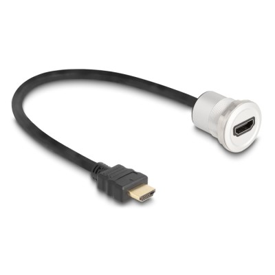 Delock HDMI built-in female 8K 60 Hz with cable plug 30 cm aluminium 2