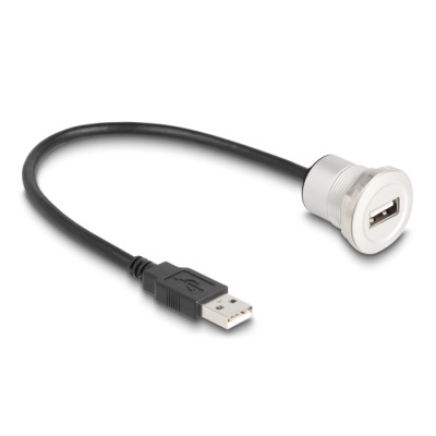 Delock USB 2.0 Type-A built-in female with cable plug 30 cm aluminium 2