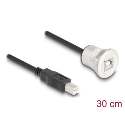 Delock USB 2.0 Type-B built-in female with cable plug 30 cm aluminium