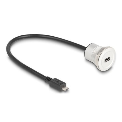 Delock USB 2.0 Micro-B built-in female with cable plug 30 cm aluminium 2
