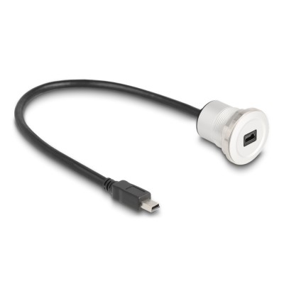 Delock USB 2.0 Mini-B built-in female with cable plug 30 cm aluminium 2