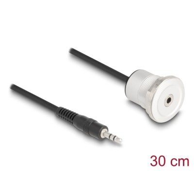 Delock Stereo 3.5 mm 3 pin built-in female with cable male 30 cm aluminium