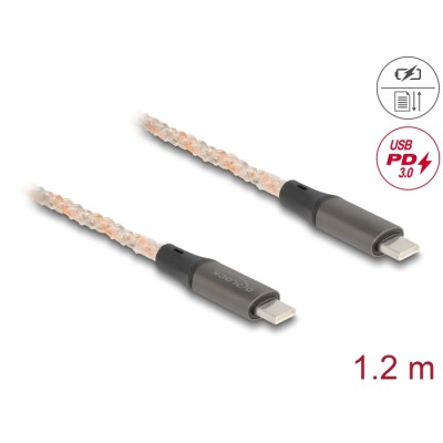 Delock USB 2.0 Cable USB Type-C™ male to male PD 3.0 100 W with RGB illumination 1.20 m