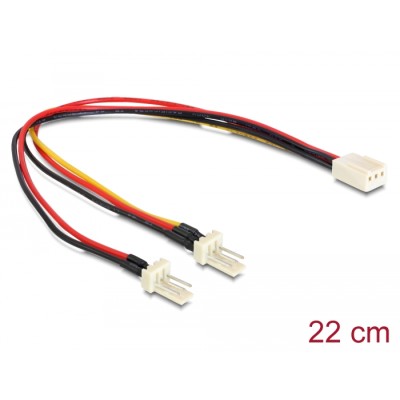 Delock Cable Molex 3 pin female  2 x Molex 3 pin male (fan) 22 cm