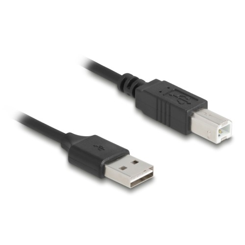 Delock Coiled Cable EASY-USB 2.0 Type-A male to USB Type-B male 0.5 m to 0.8 m black