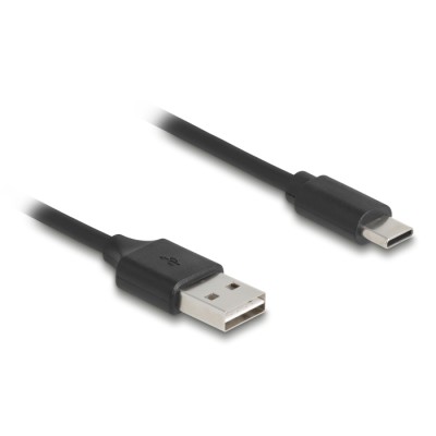 Delock Coiled Cable EASY-USB 2.0 Type-A male to USB Type-C™ male 0.5 m to 0.8 m black 2