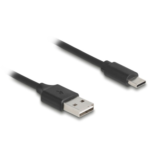 Delock Coiled Cable EASY-USB 2.0 Type-A male to USB Type-C™ male 0.5 m to 0.8 m black