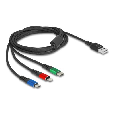 Delock USB Charging Cable 3 in 1 Type-A to Lightning™ / Micro USB / USB Type-C™ 2 m 3-coloured 2