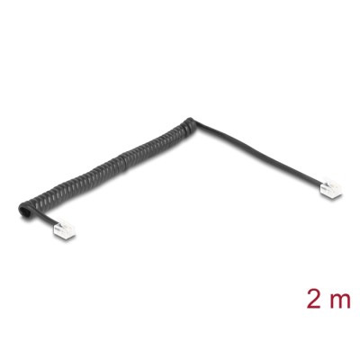 Delock Telephone Cable / Coiled Cable RJ11 plug to RJ11 plug black 2 m