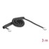 Delock Telephone Cable / Coiled Cable RJ11 plug to RJ11 plug black 3 m