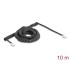 Delock Telephone Cable / Coiled Cable RJ11 plug to RJ11 plug black 10 m