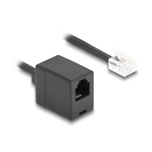 Delock Telephone Cable / Coiled Cable RJ11 plug to RJ11 jack black 3 m