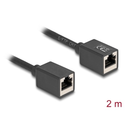 Delock Network Extension Cable Coupler RJ45 jack to RJ45 jack Cat.6A S/FTP 2 m black