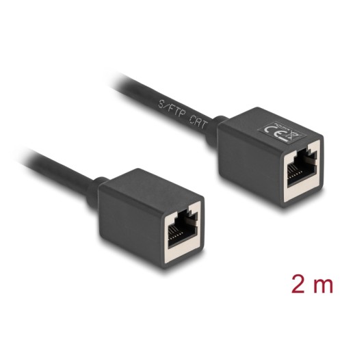 Delock Network Extension Cable Coupler RJ45 jack to RJ45 jack Cat.6A S/FTP 2 m black