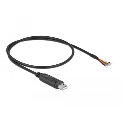 Delock Adapter cable USB 2.0 Type-A to Serial RS-232 with 9 open wires + Shielding 0.5 m 2