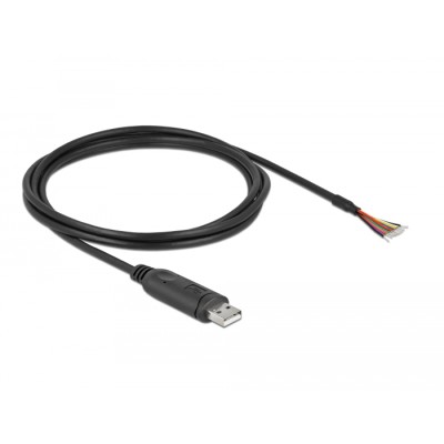 Delock Adapter cable USB 2.0 Type-A to Serial RS-232 with 9 open wires + Shielding 2 m 2