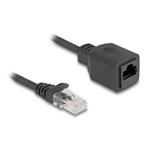 Delock RJ45 Coiled Cable plug to jack Cat.5e UTP 0.8 m to 2 m black