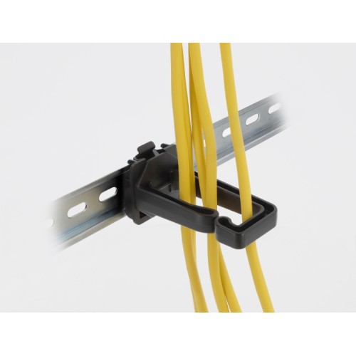 Delock Cable Bracket 70 x 24 mm with mounting plate for DIN rail mounting black