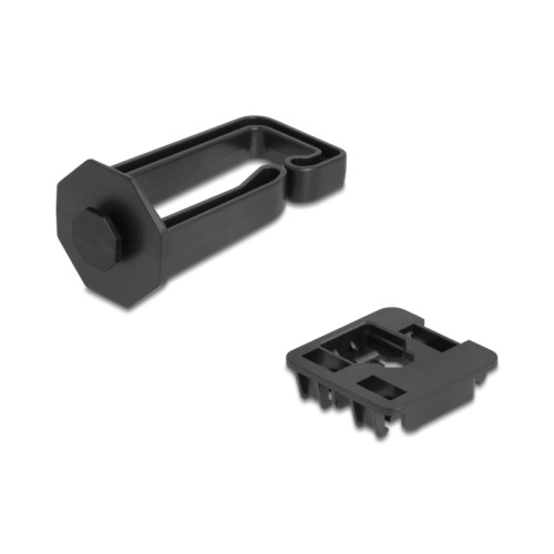 Delock Cable Bracket 70 x 24 mm with mounting plate for DIN rail mounting black