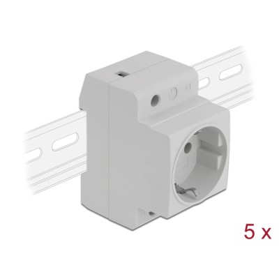 Delock Power Socket with a Side Grounding Contact for DIN Rail 5 pieces