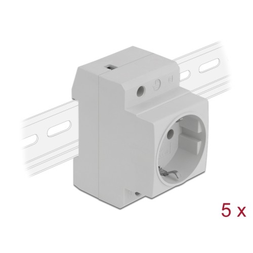 Delock Power Socket with a Side Grounding Contact for DIN Rail 5 pieces