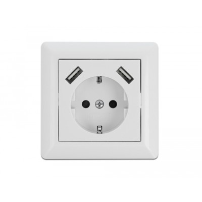 Delock Wall Socket with 2 x USB Type-A Charging Port 2.8 A 2