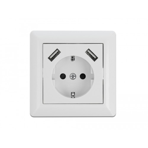 Delock Wall Socket with 2 x USB Type-A Charging Port 2.8 A