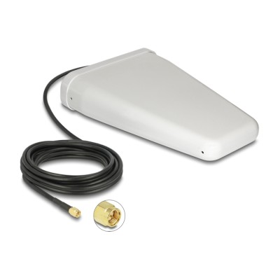 Delock LTE Antenna SMA plug 7 - 9 dBi directional with connection cable (RG-58, 5 m) white outdoor