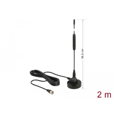 Delock DAB+ Antenna F Plug 0 dBi omnidirectional with magnetical stand fixed black