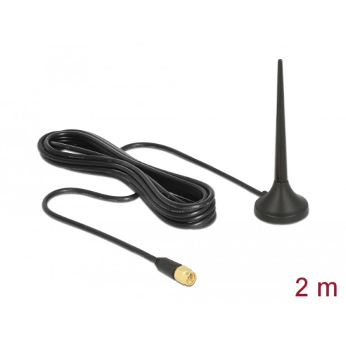 Delock LTE / GSM / UMTS Antenna SMA plug 3 dBi fixed omnidirectional with magnetic base and connection cable RG-174 2 m outdoor 