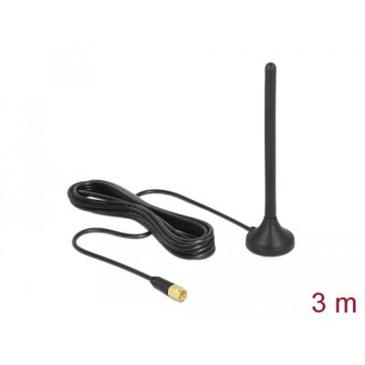 Delock GSM / UMTS / LTE Antenna SMA plug 2.5 dBi fixed omnidirectional with magnetic base and connection cable RG-174 3 m outdoo