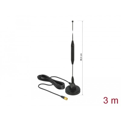 Delock GSM Antenna SMA plug 3.5 dBi fixed omnidirectional with magnetic base and connection cable RG-174 3 m outdoor black