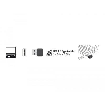 Delock USB 2.0 Dual Band WLAN ac/a/b/g/n Nano Stick 433 + 150 Mbps 2